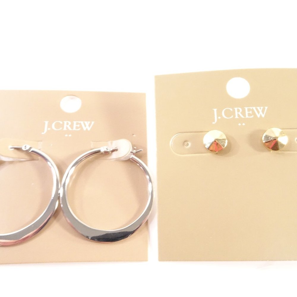 J. Crew silver hoop and gold stud earring set